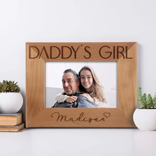 Miniatura 2 de Regalo para papá de hija – Daddys Girl – Marco de fotos personalizado 4 x 6 Marcos grabados personalizados con nombre, texto, regalo para papá