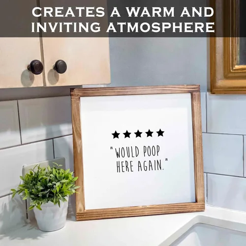 Miniatura 4 de MAINEVENT Letreros divertidos para baño con marco moderno de madera rústica