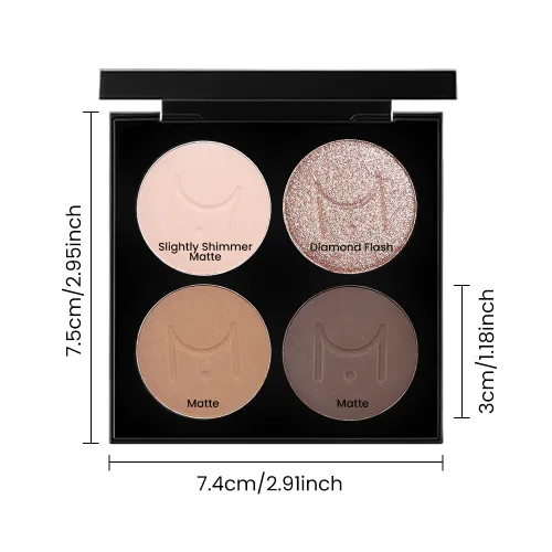 Miniatura 6 de evpct Paleta cuádruple de sombras de ojos marrón nude, brillante nude champán, dorado, marrón, cacao, brillantina, metálico, mate, alto pigmento
