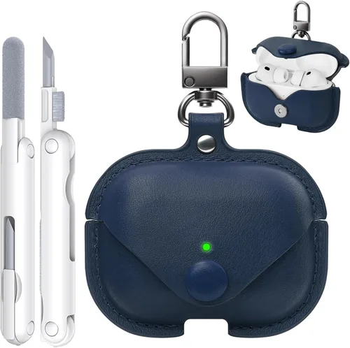 Miniatura 11 de Funda de piel para Airpods Pro 2, funda para AirPods Pro con llavero y kit de limpiador para Apple Airpods Pro de 2ª/1ª generación (2023/2022/2019)
