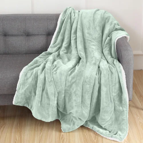 Miniatura 11 de Elegant Comfort Manta de Sofá Reversible de Sherpa Sólida, Manta para Todas las Estaciones - Súper Suave, Acogedora y Afelpada - Manta Decorativa