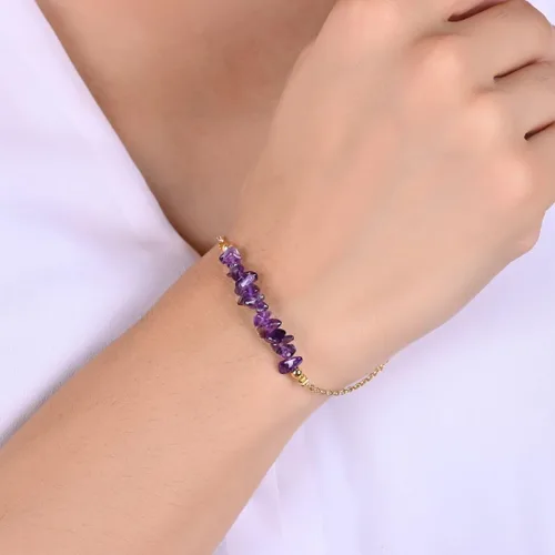 Miniatura 31 de Gempires Natural Chips Bar Bracelet, Energy Healing Crystals, Birthday, Gift for Her, Gemstone Jewelry 8 inch