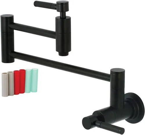 Miniatura 3 de Kingston Brass KS810DKLAC Concord - Grifo de cocina con relleno de olla de montaje en pared, cobre antiguo