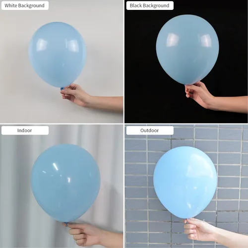 Miniatura 4 de Globos azul claro de látex de 5, 10, 12, 18 pulgadas, diferentes tamaños, 103 piezas de globos mate azul cielo azul bebé para decoración de fiesta