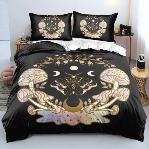 Miniatura 29 de Juego de funda de edredón con diseño de calavera de la muerte de Holiyjog, tamaño queen, juego de ropa de cama gótica, funda de edredón con diseño