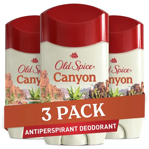 Old Spice Antitranspirante y desodorante Canyon para hombre con aloe, protección contra olores 24/7, 2.6 onzas (paquete de 3)