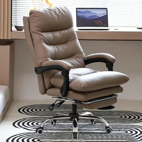 Miniatura 8 de Office Chair with Soft Cushion, High Backrest Gaming Chair, Executive Writing Chair with Footrest, Ergonomic Leather Computer Chair for Home Office
