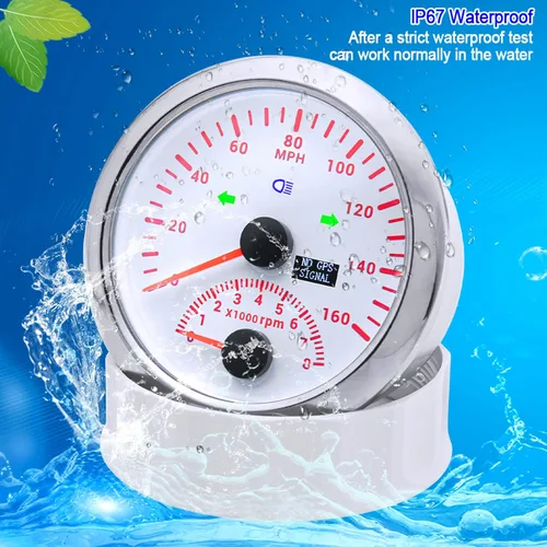 Miniatura 4 de ARTILAURA Velocímetro GPS 0-257 km/h con Tacómetro 8000 RPM Medidor de 85 mm 3-3/8" Velocímetro GPS para Barco con Antena para Coche Marino (Blanco)