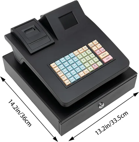 Miniatura 8 de DYNAMI Caja registradora comercial, caja registradora electrónica de 48 llaves con cajón de efectivo y monedas, pantalla de doble cara, impresión