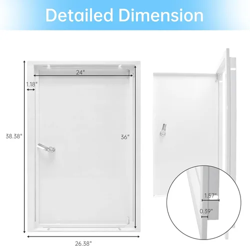 Miniatura 2 de Panel de acceso de 24 x 36 pulgadas para paneles de yeso, panel de acceso grueso de 0.047 in con cerradura y llave, puerta de acceso resistente