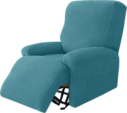 Miniatura 13 de CONRUSER Funda elástica para sillón reclinable, 4 piezas, funda gruesa para sofá de un solo asiento, funda de jacquard suave para sillón reclinable