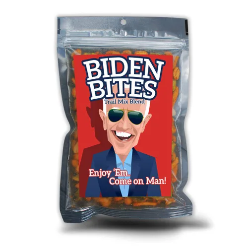 Biden Bites Spicy Trail Mix - Divertida mezcla de bocadillos Joe Biden para hombres y mujeres, regalos gourmet, fabricado en Estados Unidos