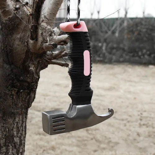 Miniatura 6 de Juego de 8 estacas para tienda de campaña y martillo de campamento, de metal resistente, ligero, con kit de martillo pequeño, para mujer, mazo