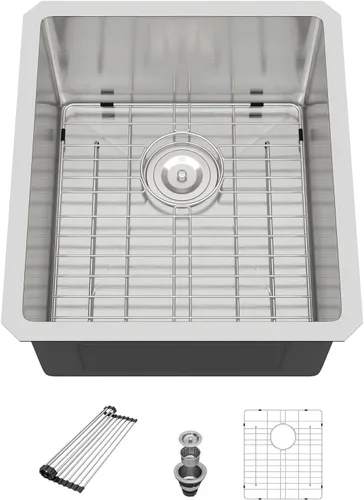 Miniatura 40 de Fregadero de Montaje Bajo de 13 Pulgadas - Beslend 13”x15”x9” Fregadero de Cocina de Acero Inoxidable de Montaje Bajo Calibre 16 Fregadero de Cocina