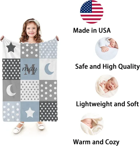 Miniatura 3 de Magimagine Mantas de bebé personalizadas, manta de bebé personalizada – Manta de bebé con nombre para niños, el mejor regalo para bebé, luna recién
