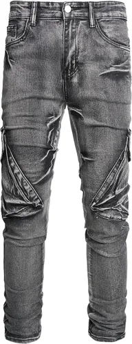 Miniatura 2 de Jeans elásticos ajustados para hombre, jeans ajustados rasgados para hombre, pierna recta, cómodos, cintura flexible, pantalones de mezclilla tipo