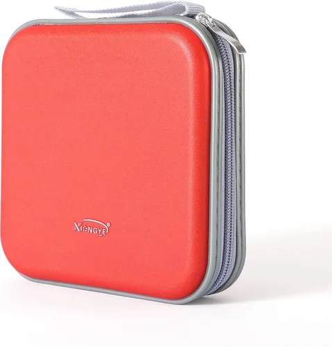 Miniatura 2 de Carpeta de almacenamiento portátil de plástico duro para CD/DVD, capacidad para 40 unidades, color rojo