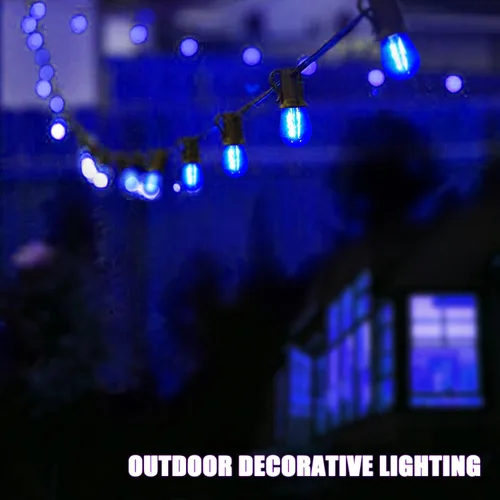 Miniatura 5 de Bombilla azul S14 de plástico de 2 W LED de repuesto para luces de cadena de luces interiores y exteriores, inastillable, base E26, filamento E26