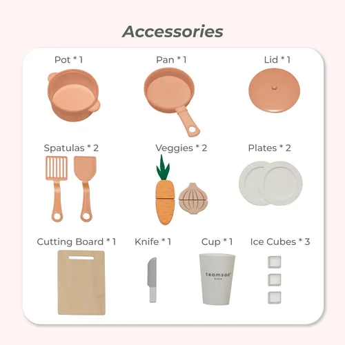 Miniatura 5 de Teamson Kids Cocina de madera para niños pequeños con accesorios, juego de cocina de simulación para niños a partir de 3 años, juego de cocina