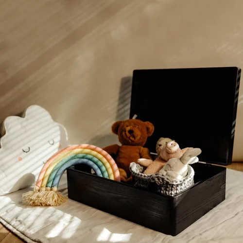 Miniatura 2 de Creative Deco Caja de Almacenamiento de Madera Negra XL con Tapa con Bisagras 15.8 x 11.8 x 5.5 pulgadas (+-0.5) Caja de Regalo Almacenamiento