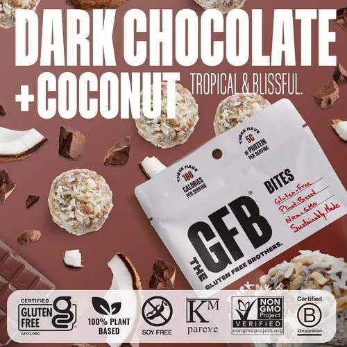 Miniatura 3 de The GFB Bocados de proteína de chocolate negro y coco - Sin gluten, a base de plantas, sin OMG, hechos de manera sostenible – Ridículamente