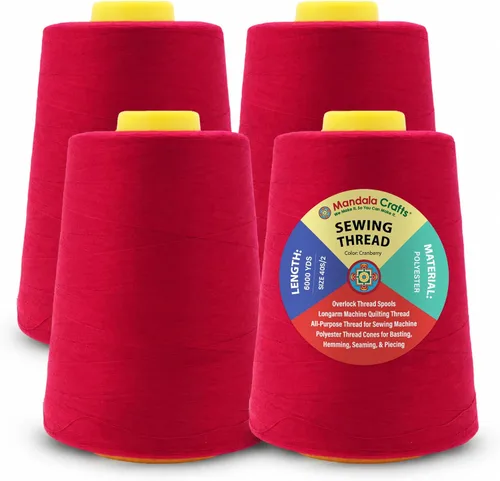 Miniatura 8 de Mandala Crafts 4 Pack of Serger Threads Cones Spools - 20S/2 24000 Yards Polyester Baby Blue Threads for Sergers Machine and Overlock Quilting