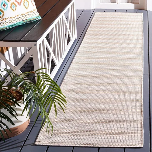 Miniatura 32 de SAFAVIEH Hampton Collection - Alfombra lavable para exteriores de 2 x 9 pies, color marfil y gris, no desprende pelusa y fácil de limpiar, ideal
