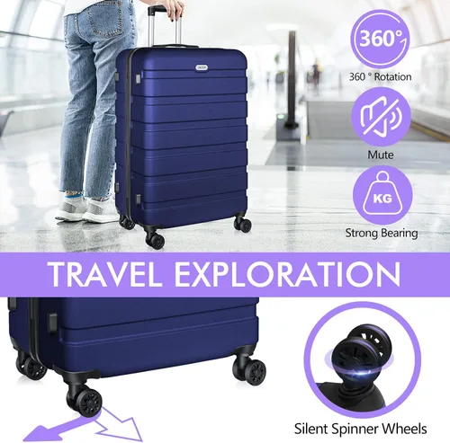 Miniatura 4 de AnyZip Maleta ligera de policarbonato ABS con 4 ruedas universales TSA Lock Azul oscuro