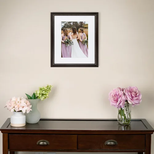 ArtToFrames Marco de fotos rojo de 4 x 4 pulgadas, este marco de póster de madera personalizado de 1" es de cerezo con cuentas doradas, para tu arte