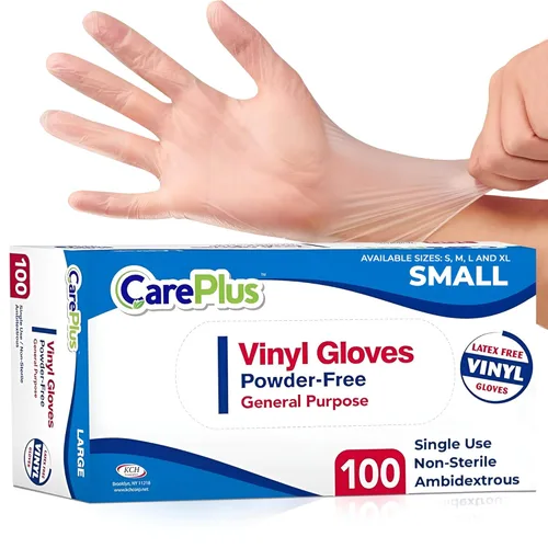 Miniatura 16 de Care Plus – Guantes de vinilo desechables, sin talco, transparentes, sin látex, hipoalergénicos, caja de 100, M