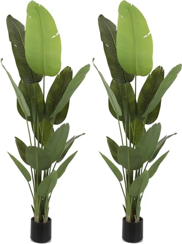 Miniatura 10 de Árbol Artificial de 6.6 Pies de Seda Ave del Paraíso Grande Plantas Falsas Grandes en Maceta Plantas de Piso de Seda Sintética Altas para Decoración