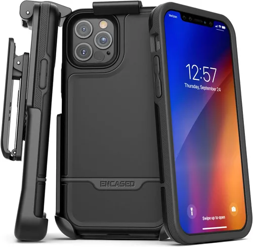 Miniatura 29 de ENCASED Funda para cinturón con clip para iPhone 11 (2019 Rebel Armor) Funda protectora resistente de cuerpo completo con soporte (Negro)