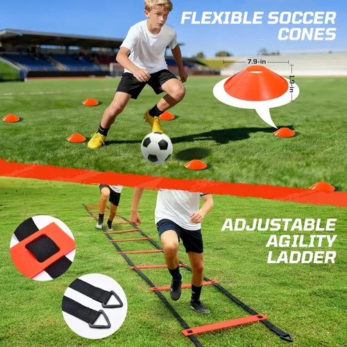 Miniatura 4 de Haokelball Portería de fútbol portátil para patio trasero, red de fútbol de 12 x 6 pies con poste de metal para práctica de adultos y jóvenes