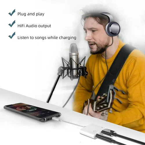 Miniatura 2 de Adaptador de audio para auriculares USB-C a 0.138 in (paquete de 2) 2 en 1 DAC tipo C Jack divisor AUX cable compatible con Samsung Galaxy LG Pixel