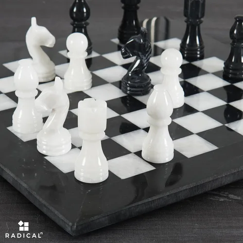 Miniatura 4 de Radicaln Juego de ajedrez de mármol de 12 pulgadas en blanco y negro, hecho a mano, juegos de mesa clásicos para adultos, tablero de ajedrez