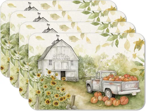 Miniatura 16 de CounterArt Autumn in Nature - Juego de 4 manteles individuales reversibles de plástico flexible de fácil cuidado, fabricados en los Estados Unidos