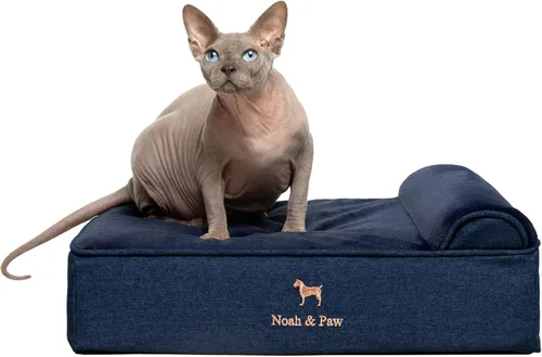 Miniatura 36 de NOAH & PAW Cama para perro, 28x23x7.5 pulgadas, camas ortopédicas para perros de tamaño mediano, espuma viscoelástica tipo cáscara de huevo Cuero