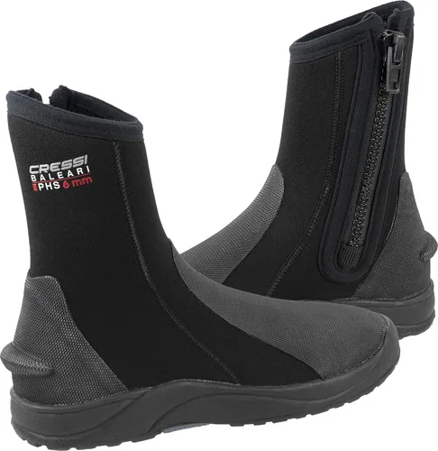 Cressi Botas de neopreno para adultos con suela dura de 0.236 in - para deportes acuáticos: buceo, esnórquel - Baleari PHS: Diseñado en Italia
