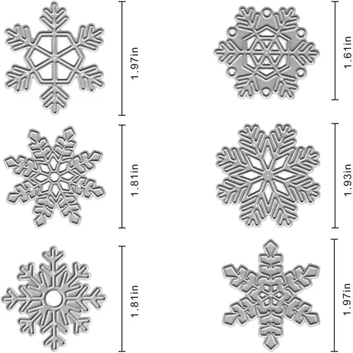 Miniatura 2 de Troqueles de metal para cortar copos de nieve, diseño de copos de nieve de seis formas diferentes, plantillas de plantillas para álbumes de recortes