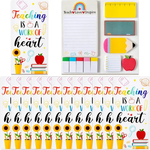 Miniatura 48 de Xqumoi Teaching is A Work of Heart - Juego de notas adhesivas de 550 hojas, lápiz en forma de manzana, blocs de notas autoadhesivas, notas