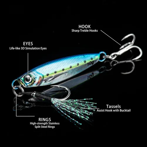 Miniatura 4 de Goture Fishing Jigs, Lead Vertical Jig Saltwater, Jig Fishing Lures with Assist Hook and Treble Hook, 7g-80g Fishing Jigging Spoon Lures for