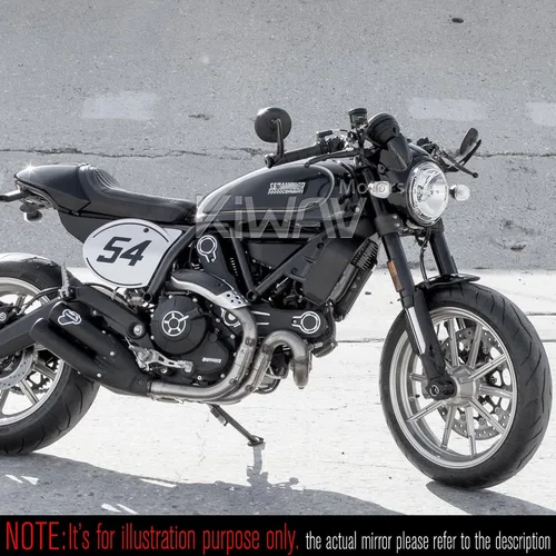 Miniatura 2 de KiWAV Espejos de barra retro negros y kit de montaje E-Mark compatible con Indian Scout Bobber
