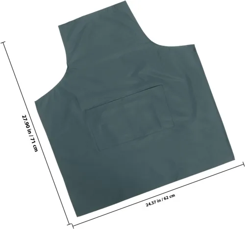 Miniatura 2 de BESPORTBLE Waterproof Kitchen Apron Men and Women Pvc Oil-resistant Cooking Apron Dark Green Utensil Washing Home and Professional Use