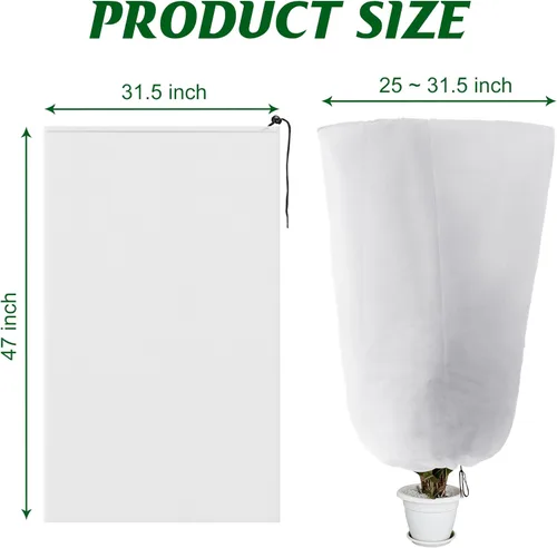 Miniatura 2 de Alpurple Paquete de 3 cubiertas de invierno con cordón para plantas, bolsas cálidas de protección para plantas, 47 x 31.5 pulgadas, manta de tela