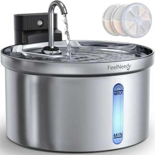 Miniatura 11 de Fuente de agua inalámbrica para gatos [Separación de agua y batería] FEELNEEDY Fuente para gatos operada por batería de 4000mAh, fuente