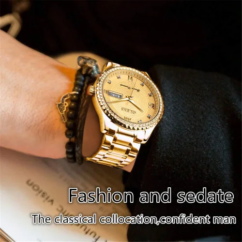 Miniatura 2 de OLEVS Men Quartz Business Watch with Stainless Steel Band Classic Waterproof Watches Roman Numeral Unique Calendar Date Window Wristwatch