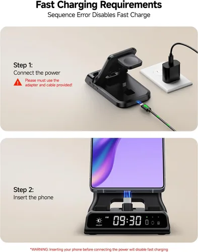 Miniatura 5 de Estación de Carga Rápida USB C de 25W para Samsung, SwanScout 701S, Soporte de Carga Plegable 3 en 1 para Galaxy S25/S24/Z Flip 7/Fold