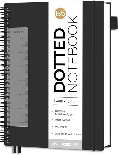 Miniatura 26 de AHGXG Diario de puntos, cuaderno en espiral de cuadrícula de puntos de 8.5 x 11 pulgadas, cuaderno de puntos grande A4, papel grueso de 3.53 oz/m²