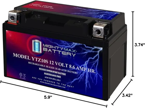 Miniatura 9 de Mighty Max Battery Batería YTZ10S 12V 8.6AH para Yamaha YZF-R6 (Excl. R6S) 06-13 600