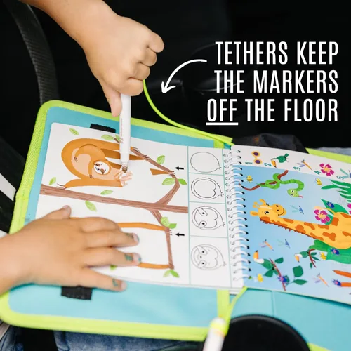 Miniatura 4 de Libro de Actividad Educativa de Viaje para Niños Totebook con Marcadores Lavables - Actividades de Auto y Avión, Juguetes Educativos para Niños
